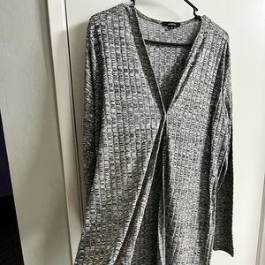 Forever 21+ Marled Black/White Duster Cardigan 1X